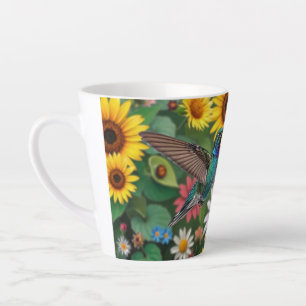 Hummingbird onder Flowers Latte Mok