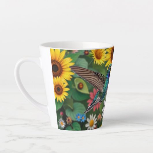 Hummingbird onder Flowers Latte Mok (Links)