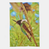 Hummingbird op evergreen theedoek (Verticaal)