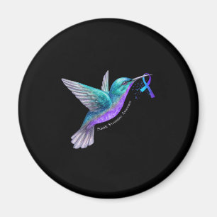 Hummingbird Paars Blue Ribbon Suicide Prevention Magneet