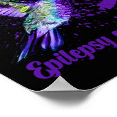 Hummingbird Paars Ribbon Epilepsy Bewustmakingsmaa Poster (Hoek)