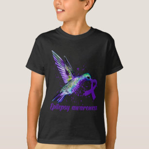 Hummingbird Paars Ribbon Epilepsy Bewustmakingsmaa T-shirt