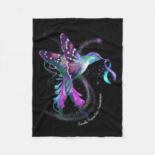 Hummingbird Paarse Ribbon Suicide Prevention Aware Fleece Deken