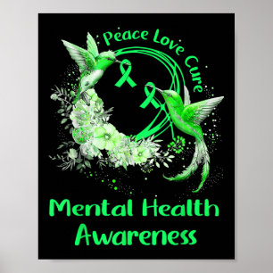 Hummingbird Peace Love Cure Geestelijke Gezondheid Poster
