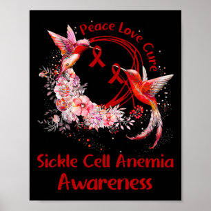 Hummingbird Peace Love Cure Sikkelcelanemie AWA Poster