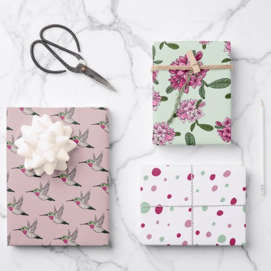 Hummingbird Pink Rhododendron Wrapping Paper (Voorkant)