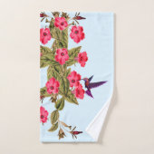 Hummingbird Red Flowers Sky Blue Arrière - plan (Serviette à main)