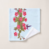 Hummingbird Red Flowers Sky Blue Arrière - plan (Gant de toilette)