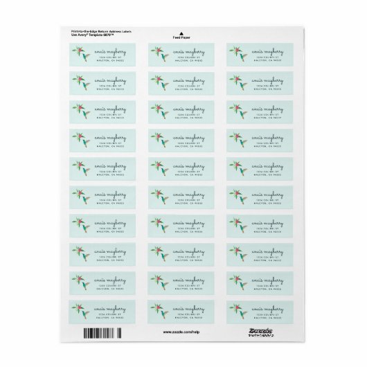 Hummingbird Return Label (Full Sheet)