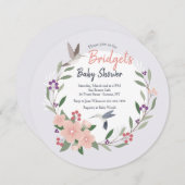 Hummingbird Round Invitation Kaart (Voorkant / Achterkant)