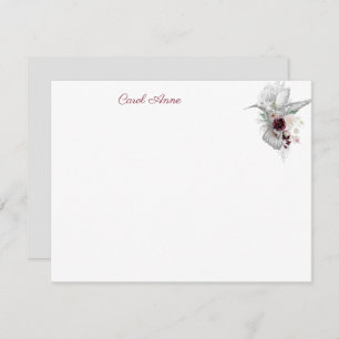 Hummingbird & Rozen Personalized Flat Note Kaart Notitiekaartje