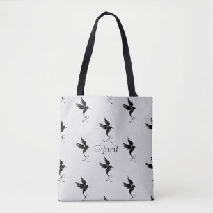 Hummingbird silhouette op zilverkleurige kleur draagtas