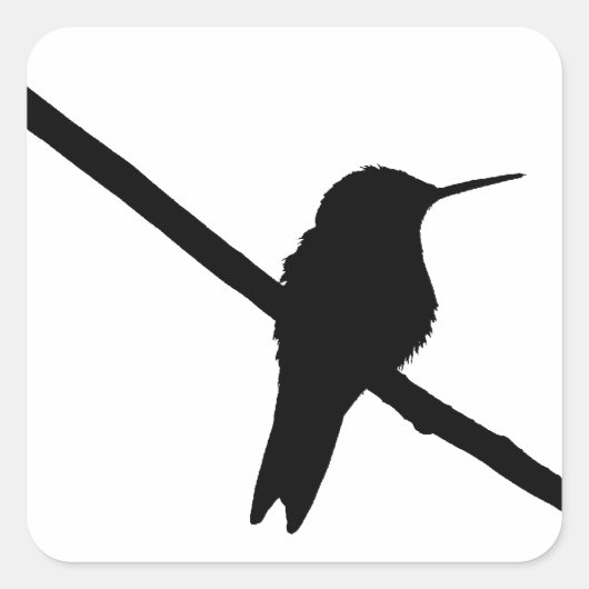 Hummingbird Silhouette Vierkante Sticker (Voorkant)