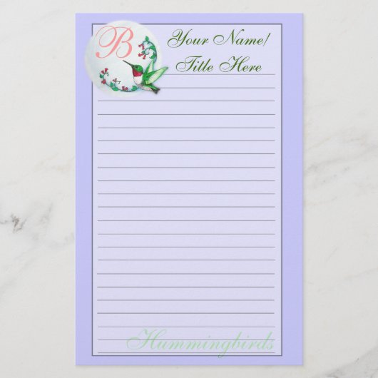 Hummingbird Stationery Briefpapier (Voorkant)