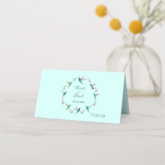 Hummingbird Summer Weddenschap Place Card (Voorkant)
