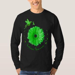 Hummingbird Sunflower Scoliosis Awareness Green Ri T-shirt
