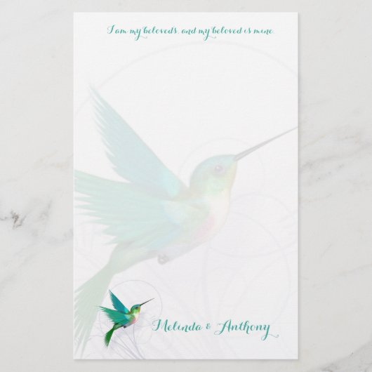 Hummingbird Swirl Stationery Briefpapier (Voorkant)