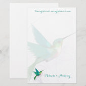 Hummingbird Swirl Stationery Briefpapier (Voorkant / Achterkant)
