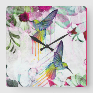 Hummingbird Time Vierkante Klok