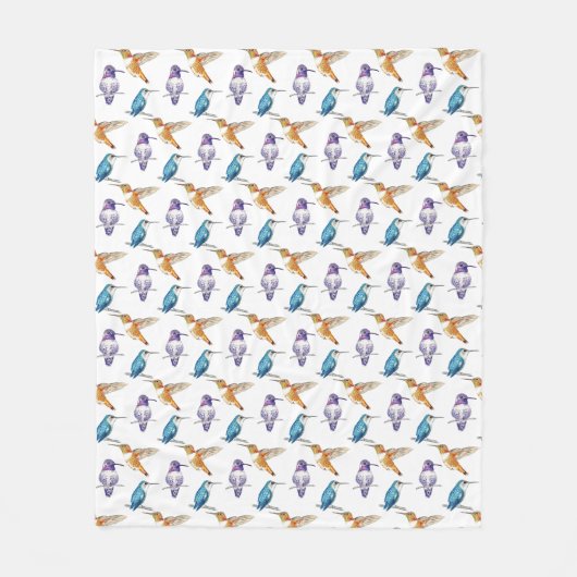Hummingbird Trio Illlustrated Sherpa Blanket Fleece Deken (Voorkant)