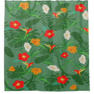 Hummingbird Tropical Dream Pattern Douchegordijn