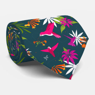 Hummingbird Tropical Flowers and Palms Wedding Stropdas