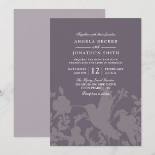 Hummingbird Tuin Plum Elegante bruiloft uitnodigin Kaart