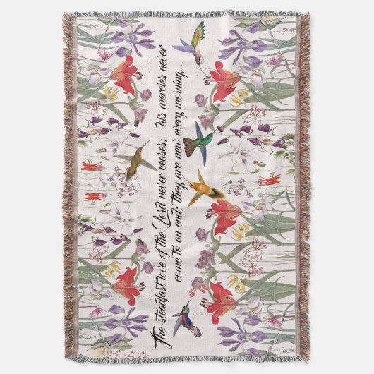 Hummingbird Vogels Flowers Scripting Throw Blanket Deken (Voorkant Verticaal)