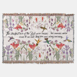 Hummingbird Vogels Flowers Scripting Throw Blanket Deken