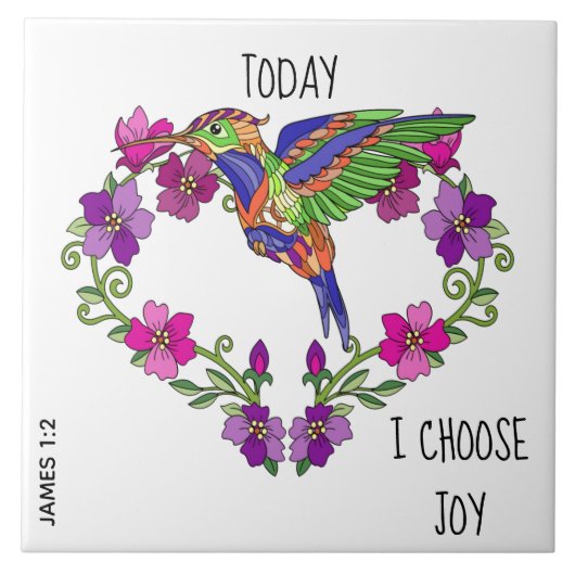 Hummingbird, w vers van James 1:2 Tegeltje (Voorkant)