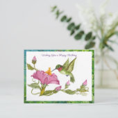 Hummingbird w Vining Blossoms Briefkaart (Staand voorkant)