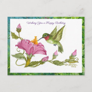 Hummingbird w Vining Blossoms Briefkaart