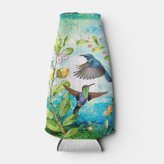 Hummingbird Waterverf Art | Natuur tuinbouwgewasse Flesjeskoeler (Voorkant)