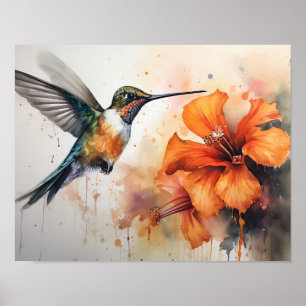 Hummingbird Waterverf Art Print Poster