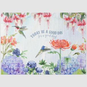 Hummingbird Waterverf Garden Floral Decoupage Tissuepapier