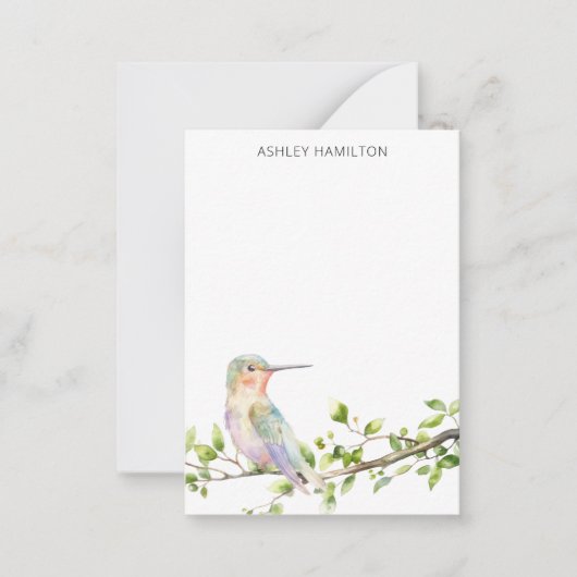 Hummingbird Waterverf Naam Notitiekaartje (Voorkant)
