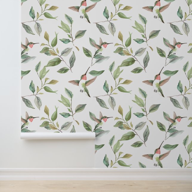 Hummingbird Waterverf Vines Behang (Applicatie)