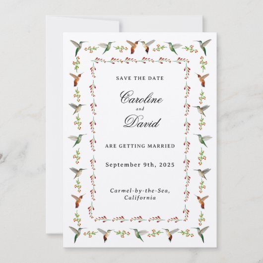 Hummingbird Wedding Bewaar de datum (Voorkant)
