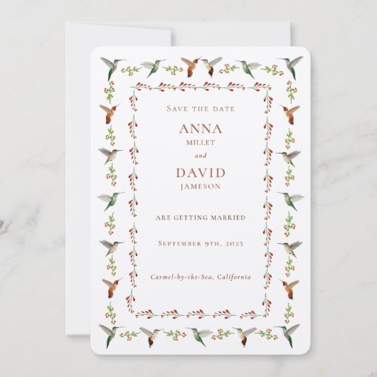 Hummingbird Wedding Bewaar de datum (Voorkant)
