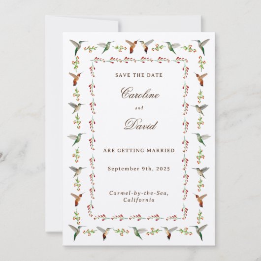 Hummingbird Wedding Bewaar de datum (Voorkant)