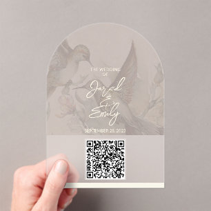 Hummingbird Wedding QR Code Uitnodiging Acryl Uitnodigingen