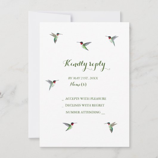 Hummingbird Wedding RSVP Uitnodiging (Voorkant)