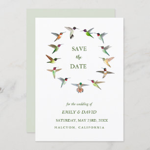 Hummingbird Wedding Save the Date Announding Kaart
