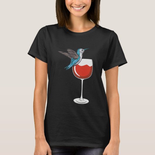 Hummingbird Wine Drinking Birdwatching T-shirt (Voorkant)