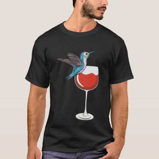 Hummingbird Wine Drinking Birdwatching T-shirt (Voorkant)