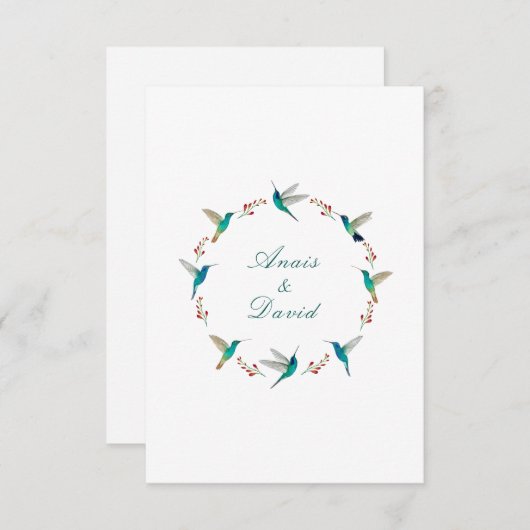 Hummingbird Wreath Weddenschap Hartelijk dank Kaart (Voorkant / Achterkant)