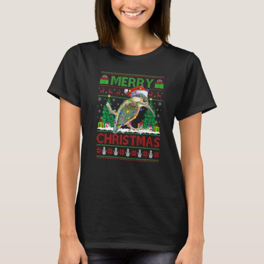 Hummingbird Xmas Tree Ugly Santa Hummingbird Chri T-shirt (Voorkant)