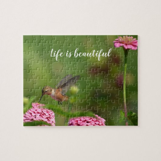 Hummingbird Zinnia Flowers Garden Legpuzzel (Horizontaal)