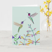 Hummingbirds and Flowers Kaart (Gele Bloem)