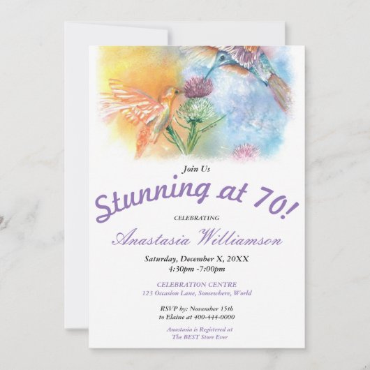 HUMMINGBIRDS BEGINNEN OM 60 UUR! PARTIJINVITATIE KAART (Voorkant)